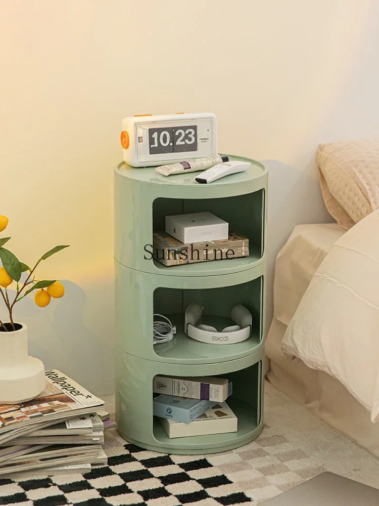 Combination creative round bedside table mini small plastic storage rack