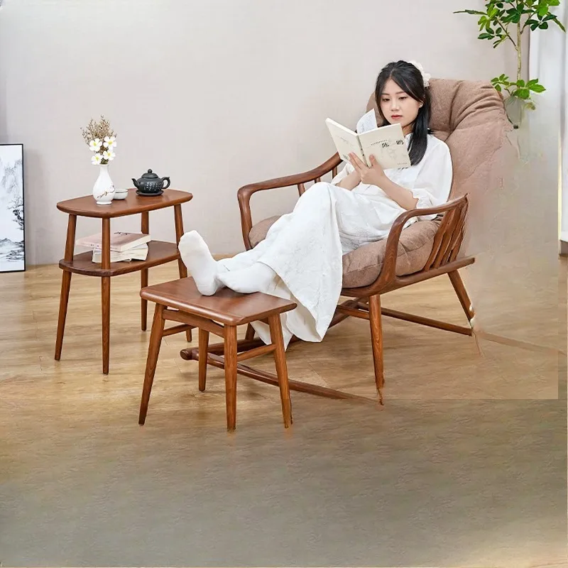 

Teak solid wood rocking chair, adult lounge chair