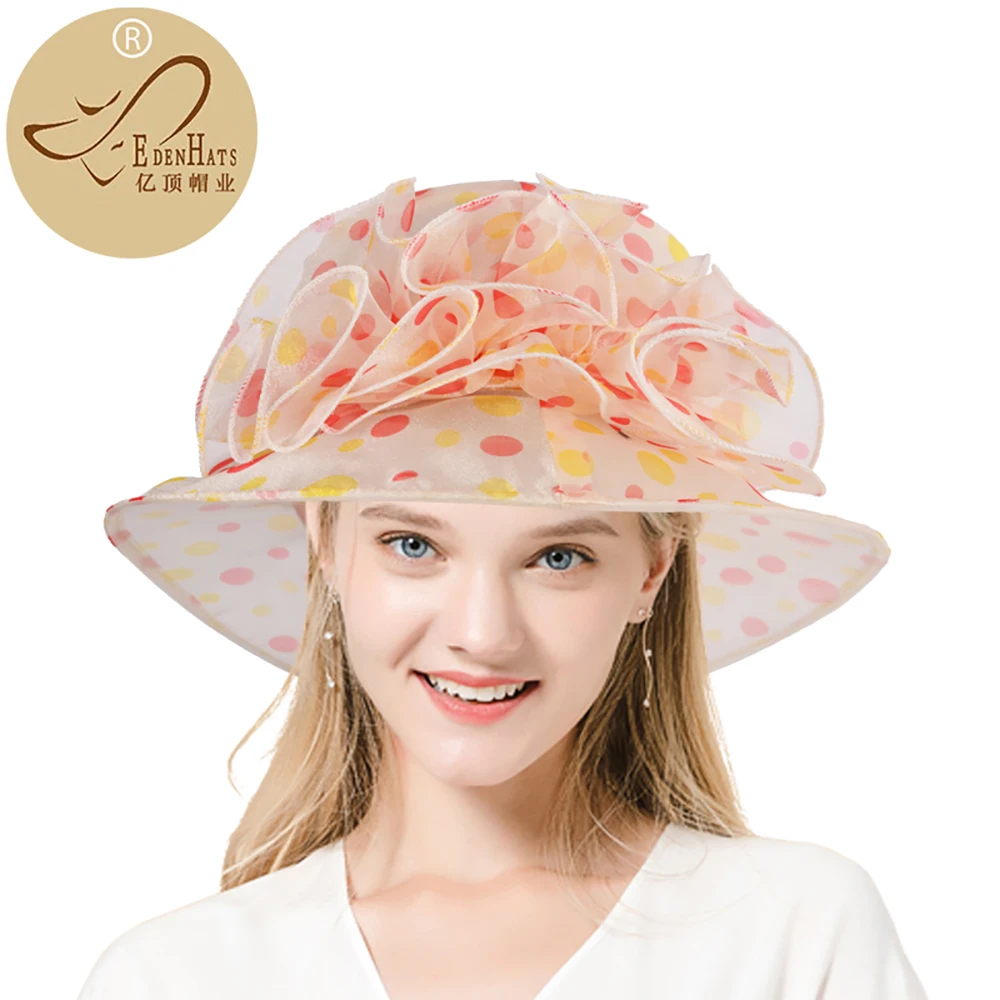 

Elegant Yellow Polka Dot Organza Fascinator Hat for Women Perfect for Weddings, Garden Parties–Stylish Lightweight with Ruffled
