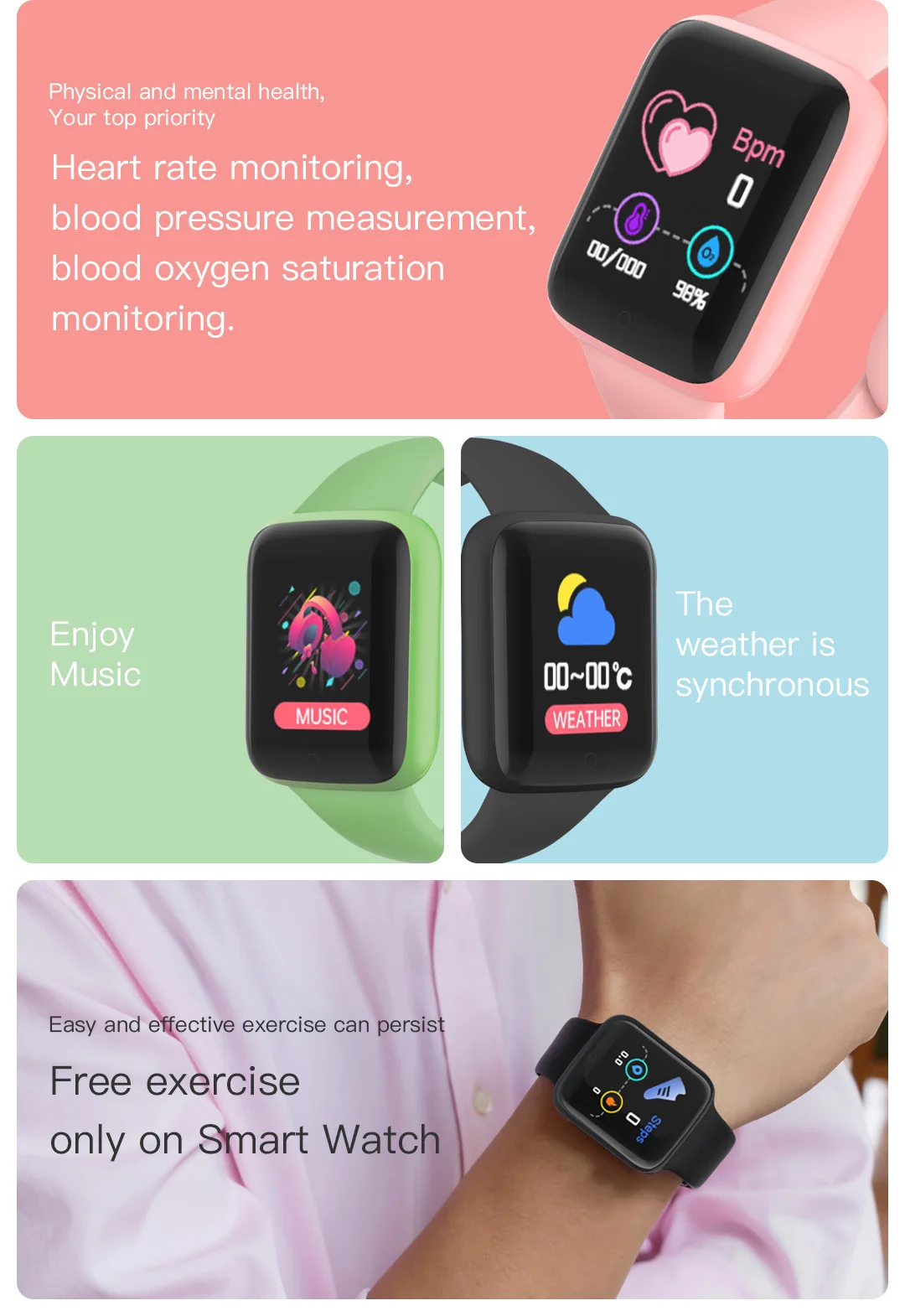 Kids Smart Watch Children Smartwatch for Girls Boys Men Women Sport Heart Rate Blood Pressure Bracelet Watches for 8-18