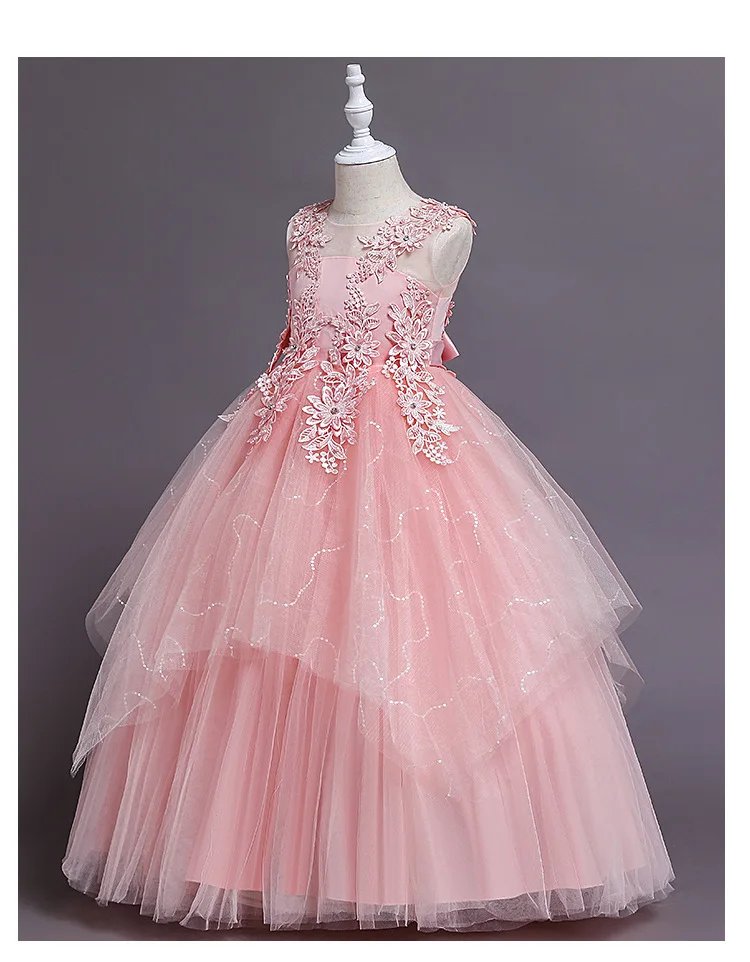 فستان زفاف وصيفة العروس للفتيات الصغيرات فساتين حفلات أنيقة للأطفال ملابس بيضاء من 4 إلى 12T #4