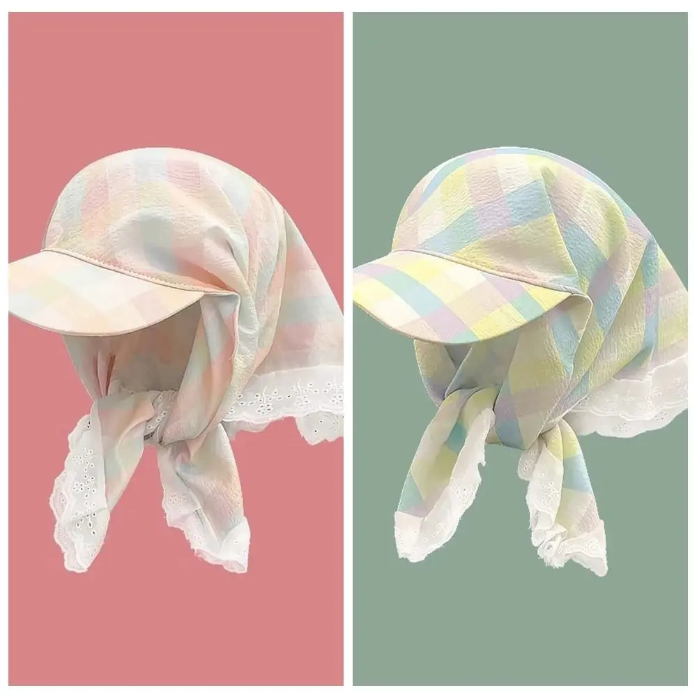

Dopamine Style Korean Headscarf Baseball Hat Quick-drying Soft Triangle Headscarf Hat Sunshade UV Protection Strappy Bandana Hat