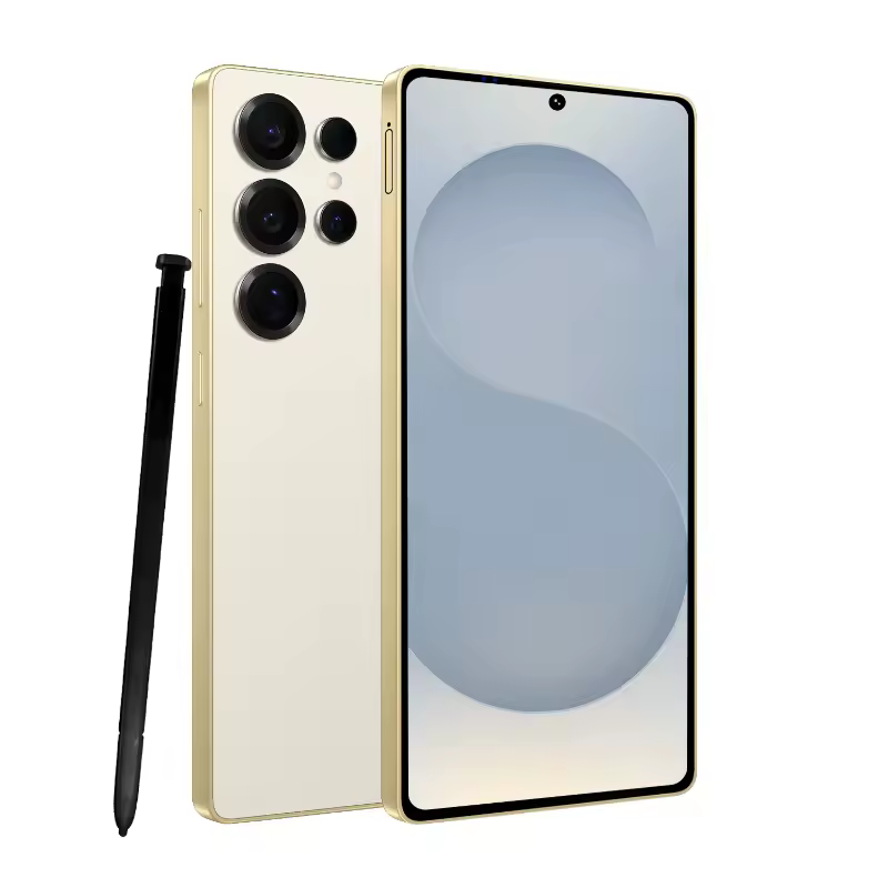 다양한 색상의 글로벌 비전 S25 울트라 스마트폰들이 나란히 놓여있는 모습