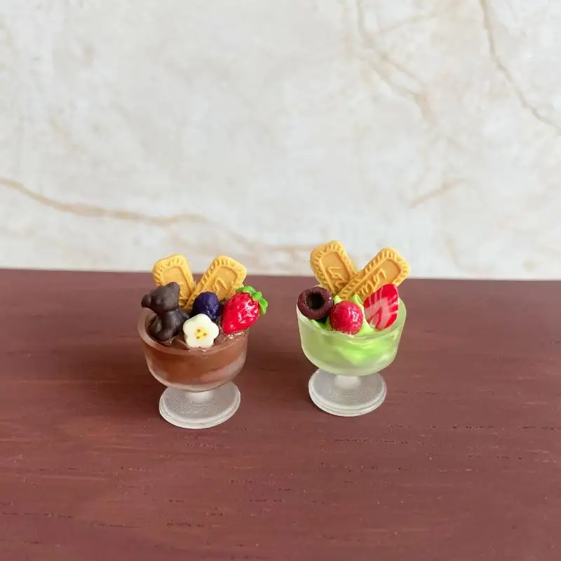 [JN] 1 Piece Miniature Dollhouse Fruit Biscuit Food Ice Cream Cup Model Toy For Doll Accessories DIY Decoration