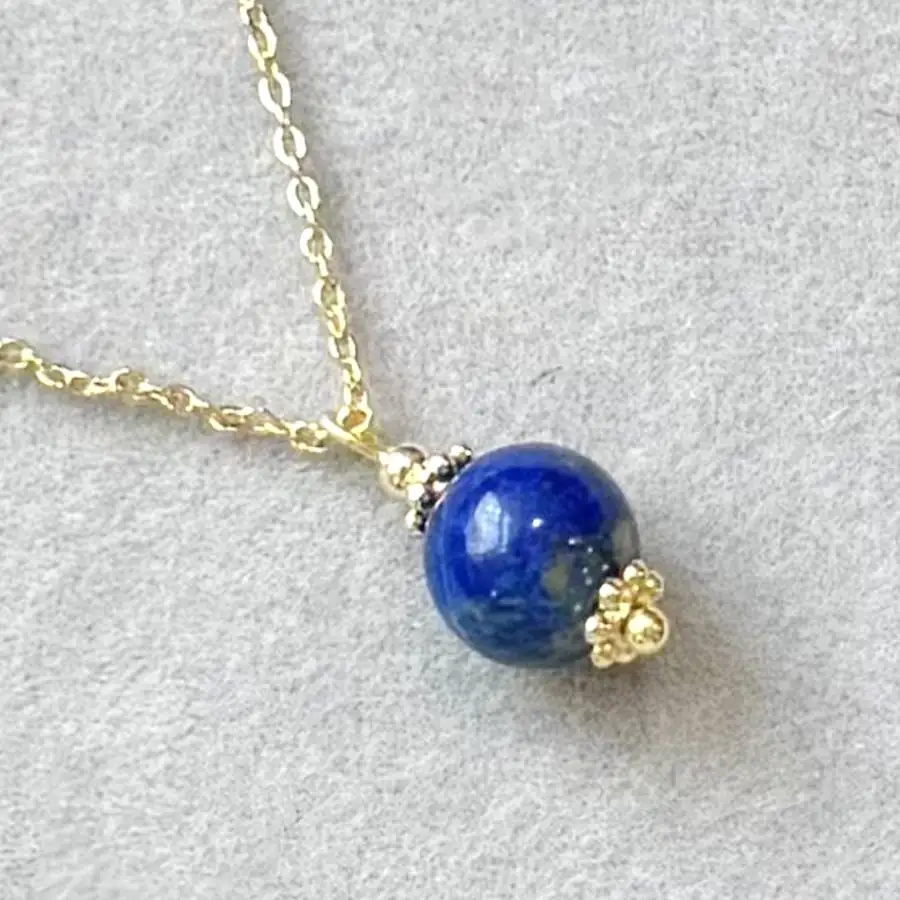 

Handmade Genuine Lapis Lazuli Ball Pendant Necklace Gold Tone Chain Fashion Jewelry Gift for Her