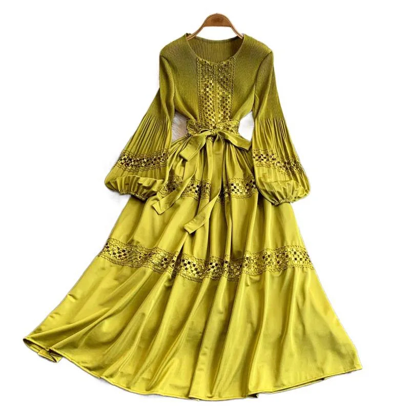 n Sle المطرزة الدانتيل جوفاء الترتر مطوي ريكان الدكتور المرأة عالية الخصر ألف خط تنورة طويلة Sve الاستخدام العالمي