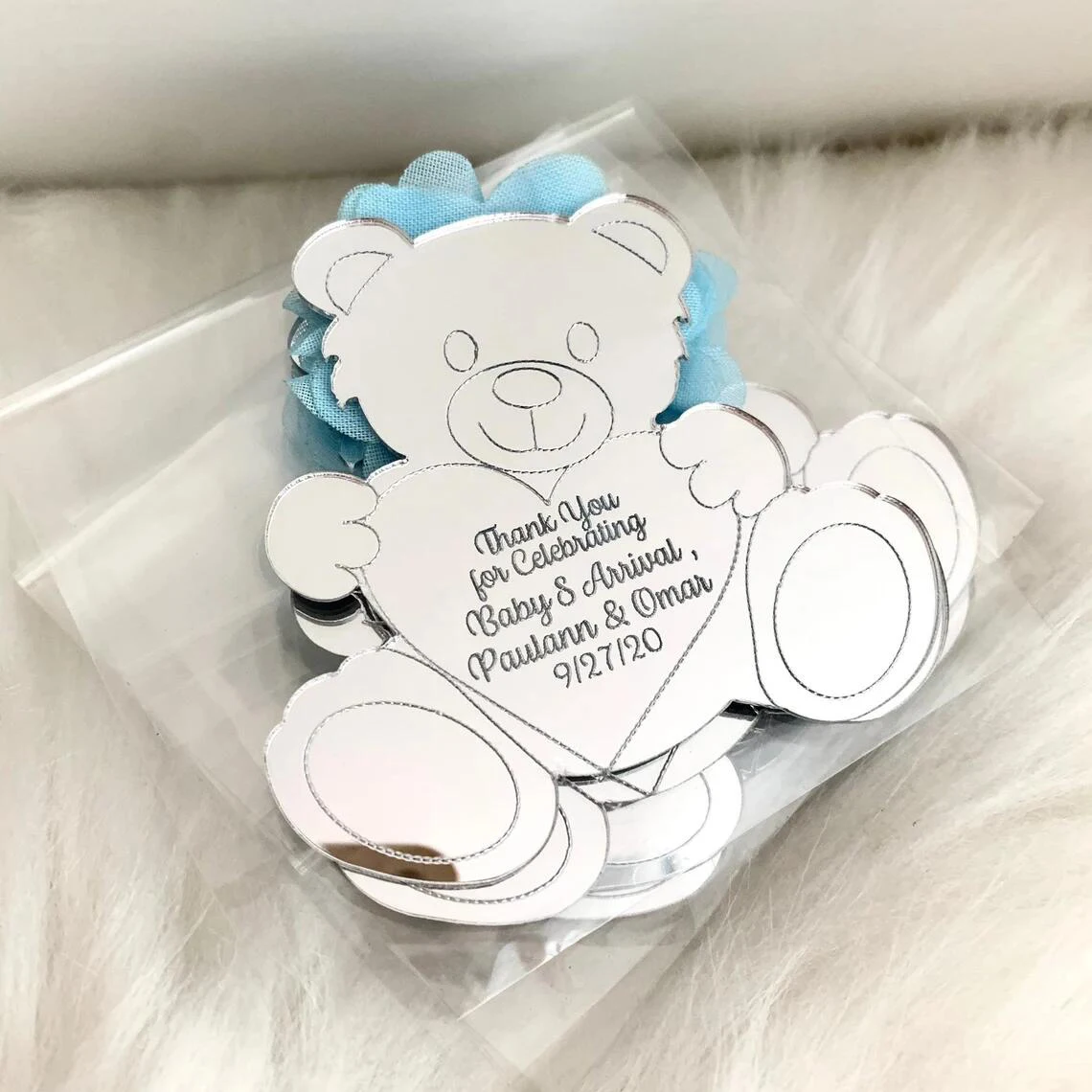 

10Pcs Personalized Cute Bear Gift Tags Baby Shower Engraving Baby Name Date Custom Princess Birthday Baptism Party Decor Favor