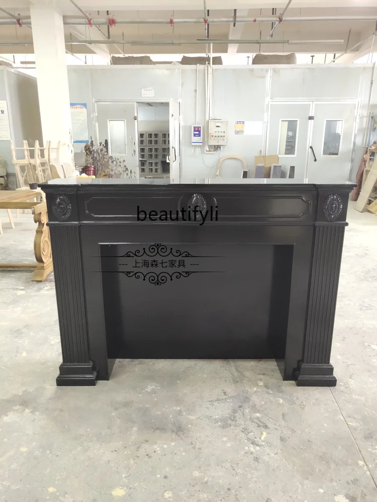 

American carved solid wood mantel European simplicity, French villa background wall retro decorative cabinet