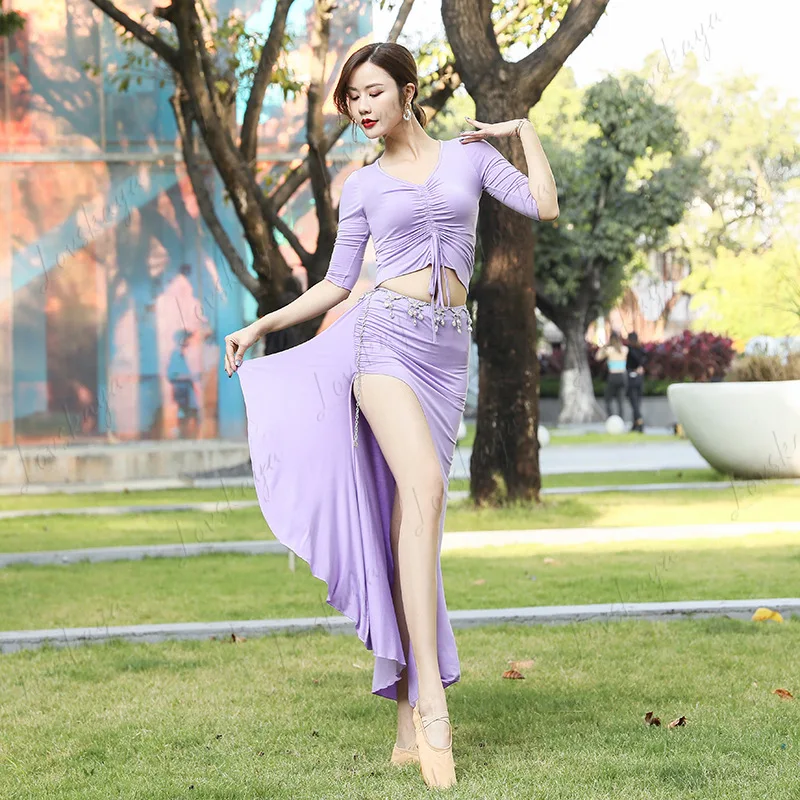 Nuovo completo da allenamento per la danza del ventre: coprire la pancia per principianti. Abito da ballo di danza orientale.