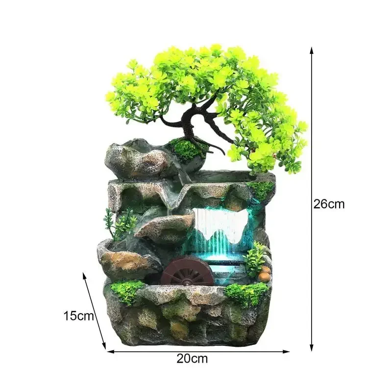 

Resin Crafts Feng Shui Fountain Home Office Decor Rocker Water Fountain Rockery Landscape Ornament Zen Meditation Waterfall Gift