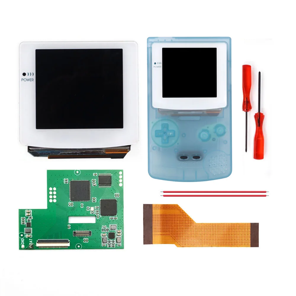 จอแก้วสีขาว OLED ทัชสกรีน GBC OLED AMOLED ลามิเนตทัชสกรีนติดตั้งง่ายสำหรับเกมบอย GBC พร้อมเปลือก