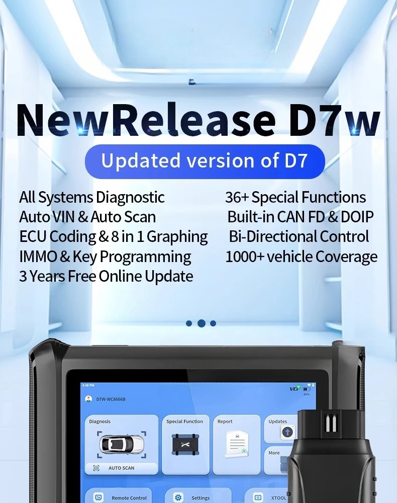 أداة تشخيص أعطال السيارات D7W كاشف OBD من سلسلة المركبات بأكملها