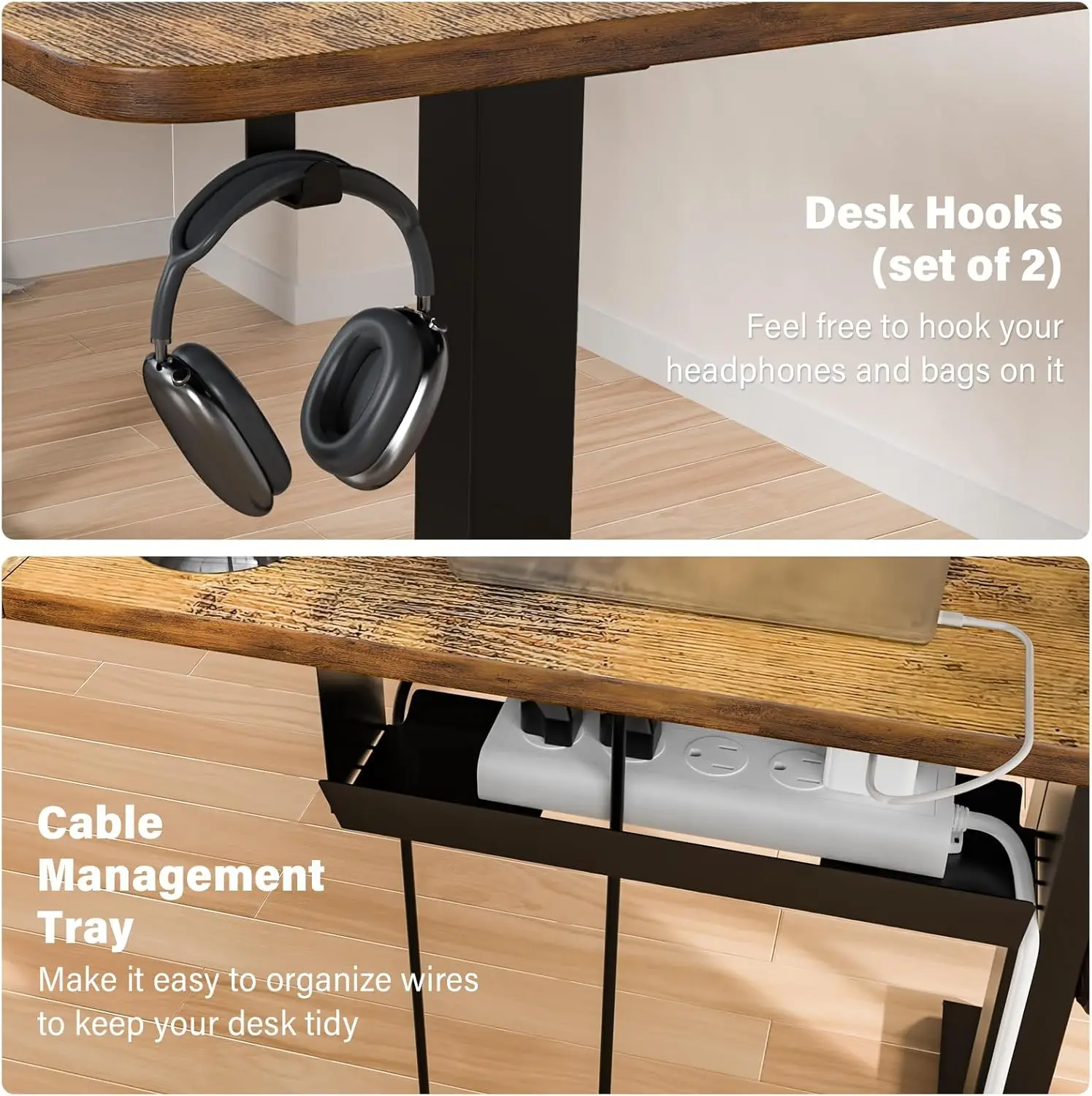 Mesa de pé elétrica em forma de L de 63 * 55 polegadas com altura ajustável, mesa de canto