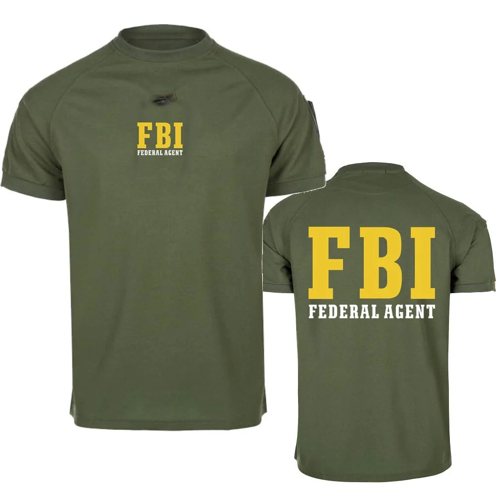 Men's T-Shirt FBI Agent Secret Service Police CIA Staff Tee Shirt Casual Short Sleeve O-Neck Tops Men Tee Sportswe