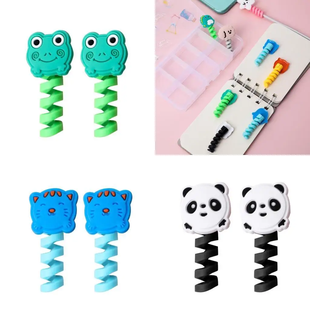 

Y1UB 2Pcs Cartoon Lovely Usb Protector Cable for Case Clip For Cover Winder Cord Protector wire