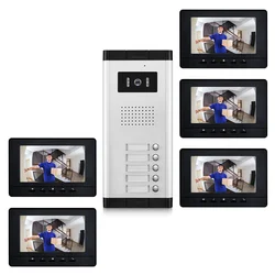 SmartYIBA 7inch Video Door Phone 2/3/4/5 Multi Units Apartments Color Monitor Doorbell Home Video Intercom