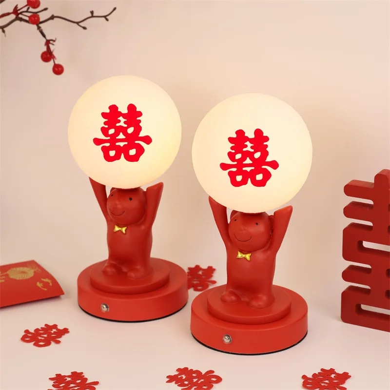 Agradável lâmpada de mesa recarregável sala de casamento lâmpada de cabeceira casa luminária decoração