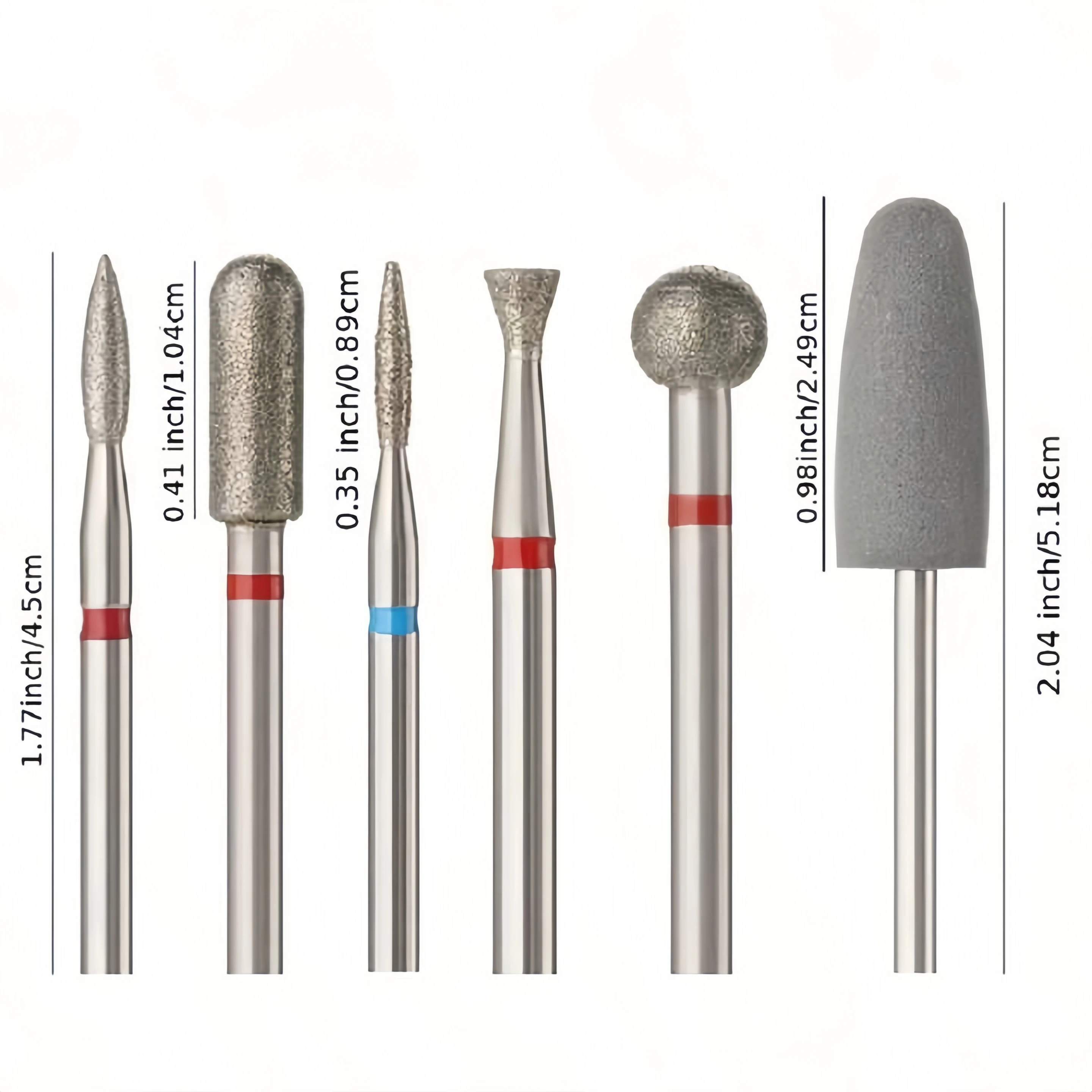 6個/セット ダイヤモンドサンドネイルファイル ドリル キューティクル研磨ビット ネイルグラインディングヘッド 電動マニキュアセット アクリルネイル除去用