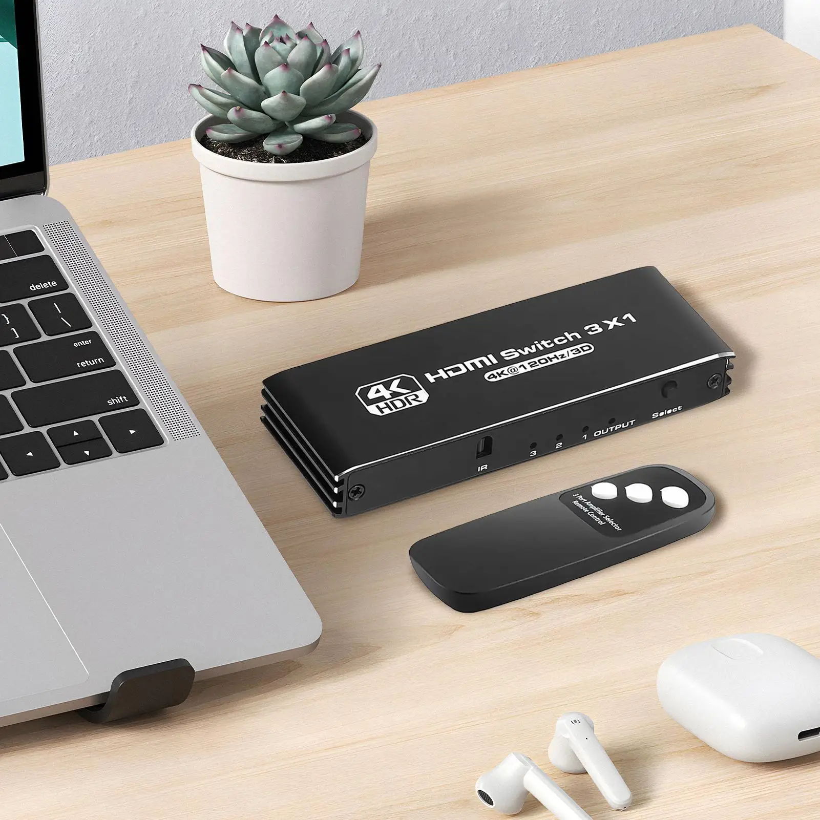 مقسم واجهة الوسائط المتعددة عالي الوضوح 4K120 هرتز مع جهاز تحكم عن بعد، محول توصيل وتشغيل الكمون المنخفض للصوت