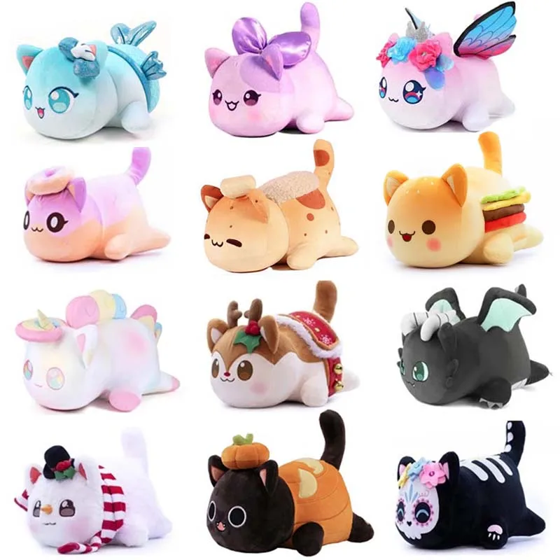 Caliente Aphmau peluche Meemeows comida gato peluches juguete lindo Cola patatas fritas Donut gato peluches muñecos de peluche almohada para dormir regalo de Navidad