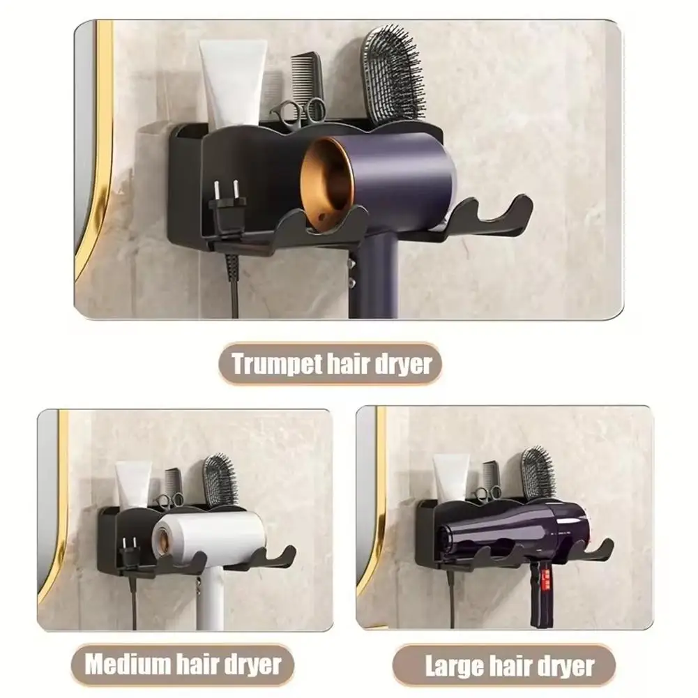 Hair Blow Dryer Holder Wall Mounted Dryer Cradle Stand Hairdryer Organizer Box Toilet Blower Holder Shelf Bathroom Accessories