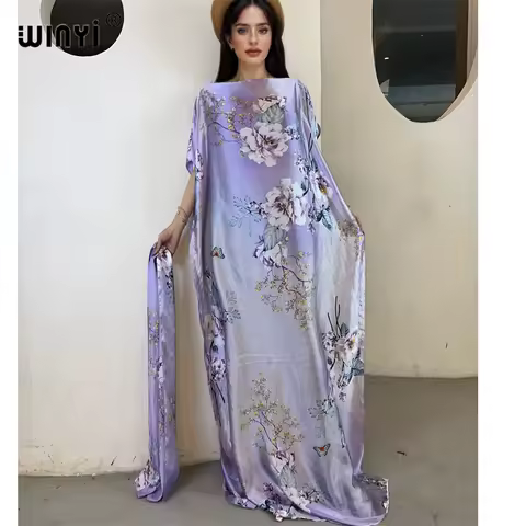 WINYI muslim african traditional dress for woman abaya dubai luxury Kaftan evening dress Elegant Maxi Length Dress beach covers