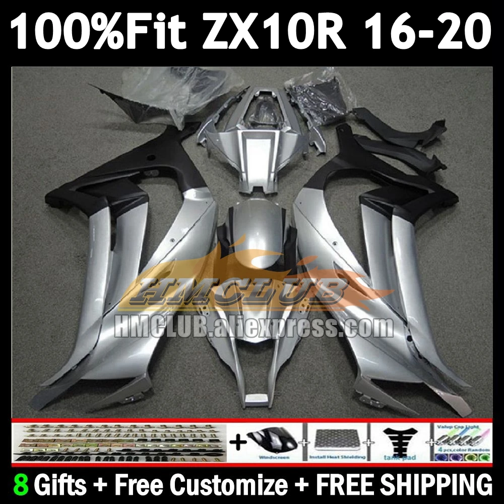 Injection Body For KAWASAKI NINJA ZX 10R 1000 2016 2017 2018 2019 2020 171No.21 ZX-10R ZX10R 16 gloss silver 17 18 19 20 Fairing