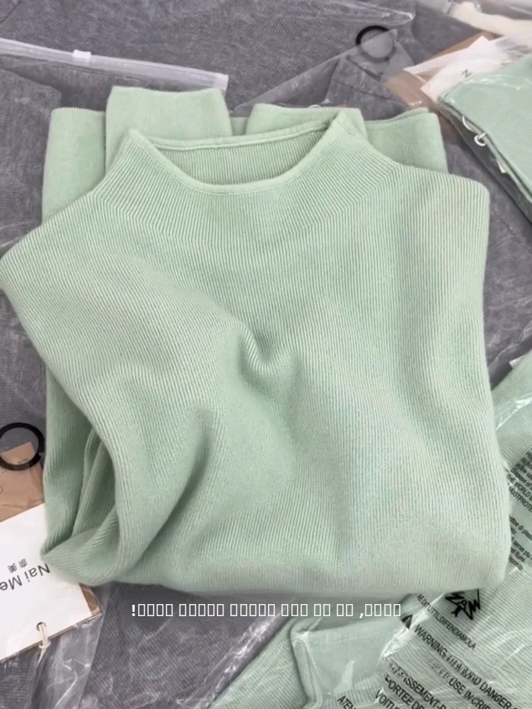 

Мягкий вязаный длинный свек f High Ne Base irt, женская осенне-зимняя внутренняя одежда, топ, женский модный, приятный для кожи, дышащий