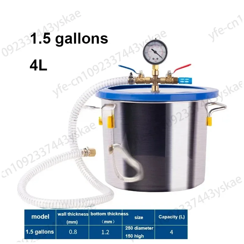 Stainless Steel Vacuum Pump Defoaming Bucket 1.5L 18L AB Glue Epoxy Resin Silicone Gypsum Vacuum Degassing Chamber Defoaming Bar