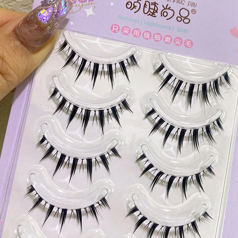 5 Pairs Fairy Natural Lash Extension Cross Curling Wispy False Eyelashes Daily Eye Makeup Tools Korean Japanese Comestic Tool