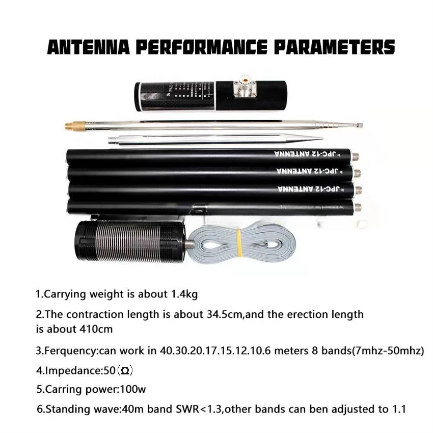 For PAC-12 7-50MHz Shortwave Antenna Outdoor 100W wIth Slide Regulator Portable Shortwave Antenna Outdoor Balcony Stand