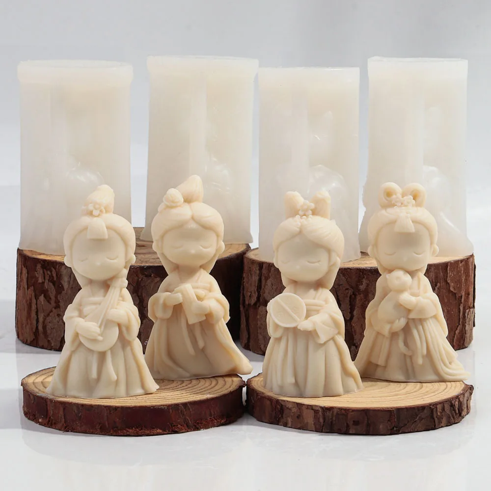 

3D Ancient Clothing Maiden Candle Silicone Mold Handmade Abstract Ancient Style Girl Scented Candle Resin Soap Mould Decor Gift