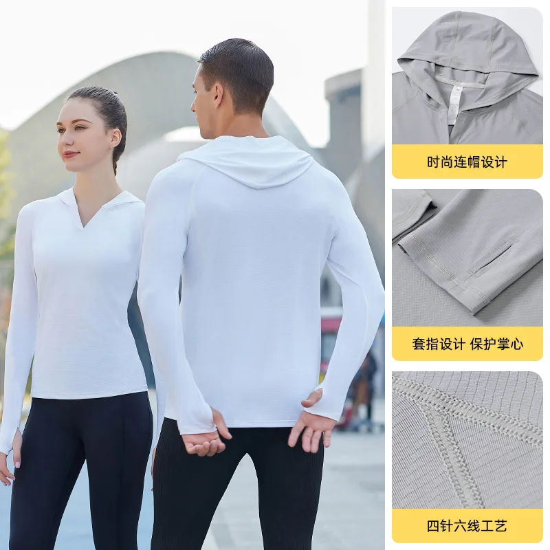 

Men's Running Long sleeved T-shirt,Breathable Quick drying Hooded Round Neck Outdoor Training Fitness Marathon Sweatshirt