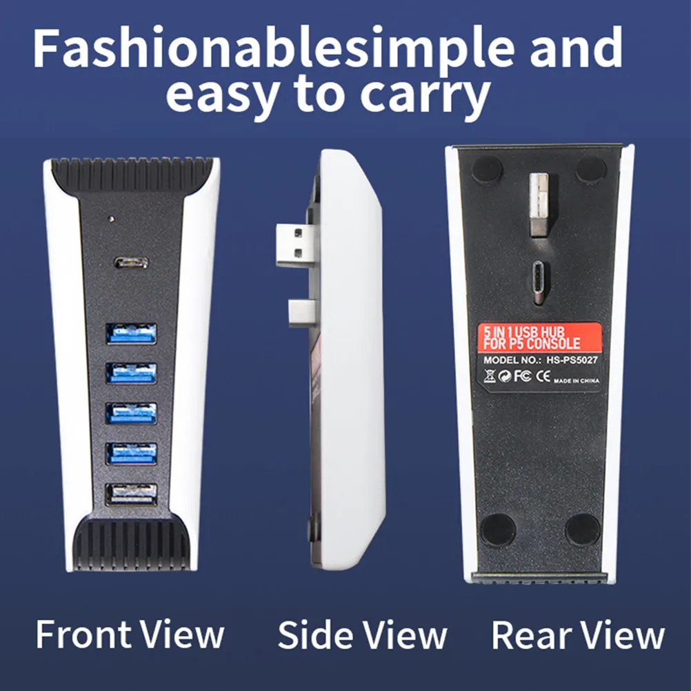 USB Hub Docking Station Splitter 4 USB 3.0 2.0 Type-C Ports Multi Device Support Keyboard Mouse Controller Charger Game Console