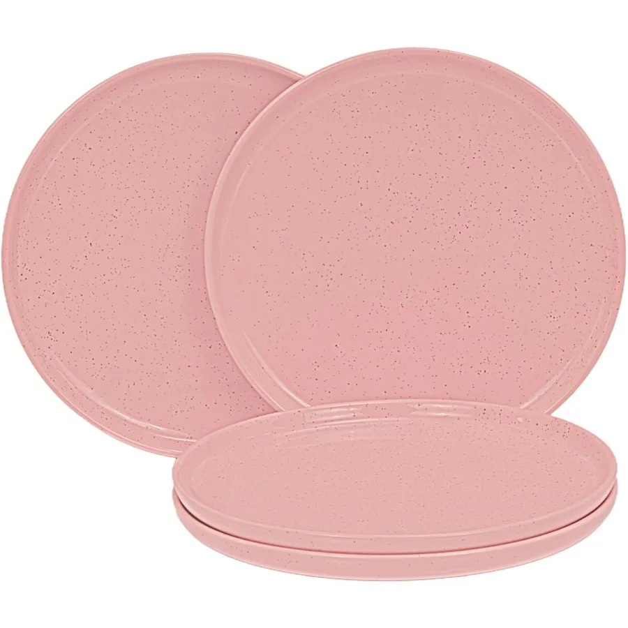 

Ceramic Dinner Salad Plates Set of 4 8 Inch Speckled Dinnerware Dessert Plates with ClayTone Base Ideal for Home Dining Picnics