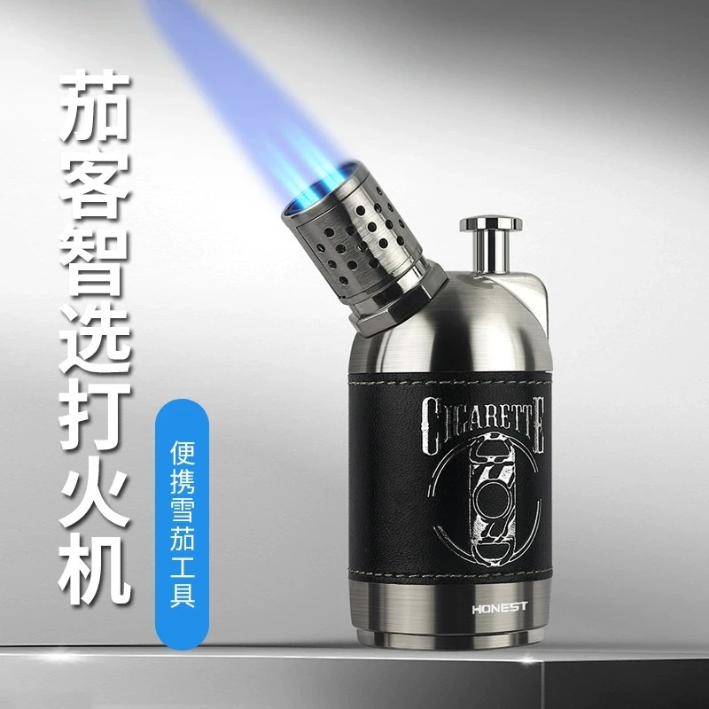Ветрозащитная газовая горелка HONEST, бутановая зажигалка для сигар/барбекю с большой газовой камерой, перезаправляемая настольная горелка, подарок