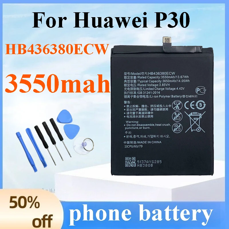 

HB436380ECW 3550mAh Large Capacity Phone Battery New Lithium Ion Battery for Huawei P30 Repair Parts