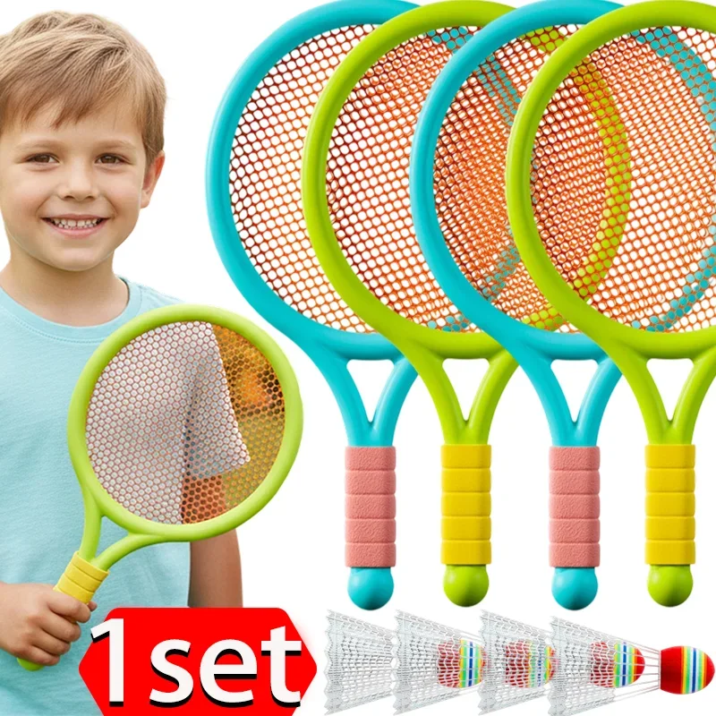 

Детский набор для бадминтона, ракетки с мячами, ABS, EVA, легкий, безопасный для детей от 4 лет и начинающих, спортивный подарок на открытом воздухе в помещении