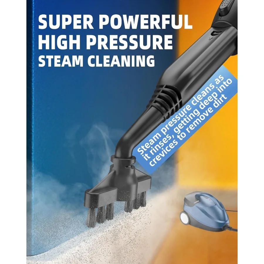 Pembersih Uap Genggam Bertekanan untuk Penggunaan di Rumah dengan 30 Aksesori, Steamer Portabel Tugas Berat dengan Tangki 1.5L untuk Lantai Keramik