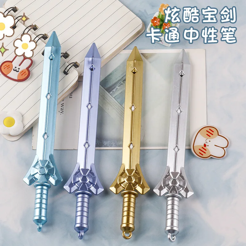 24 Pcs Creative Big Sword Children's Fine Pens Cartoon Simulation Modeling Student Stationery Smooth Neutral Water Pen