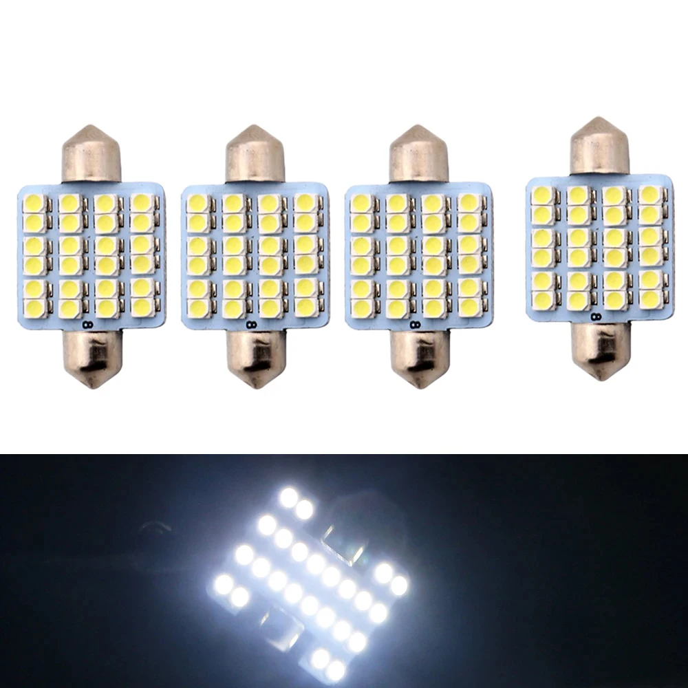 

4pcs Car Reading Auto Interior LED License Plate Signal Lamp Festoon 24smd LED 1210 3528 SMD C5W 31mm 36mm 39mm 41mm Dome Light