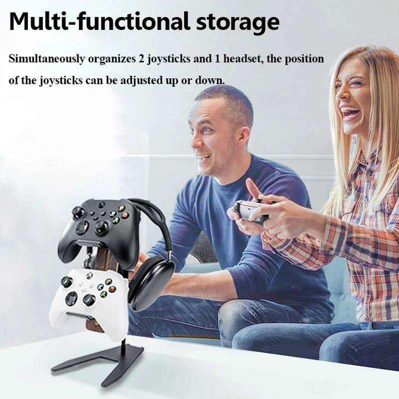 حامل سماعات خشب عالمي ، سبائك الألومنيوم ، شماعات سماعات الرأس ، حامل مقبض الألعاب ، رف عرض قوس لـ PS5 ، PS4 ، XBOX ، 2 في 1