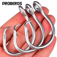 proberos 5pcs Tuna Circle Hooks Stainless Steel Big Game Saltwater Hook Extra Strong Short Shank Circle Hook 13/0-16/0
