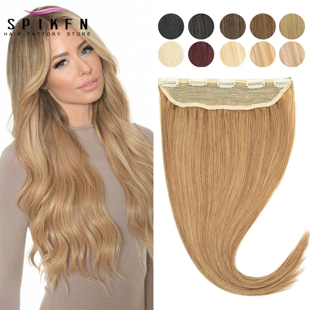 Extensions de Cheveux Humains Brésiliens Remy à Clips, 5 Clips sur Trame, en Dentelle, 14, 18, 22 Pouces, 1 Pièce