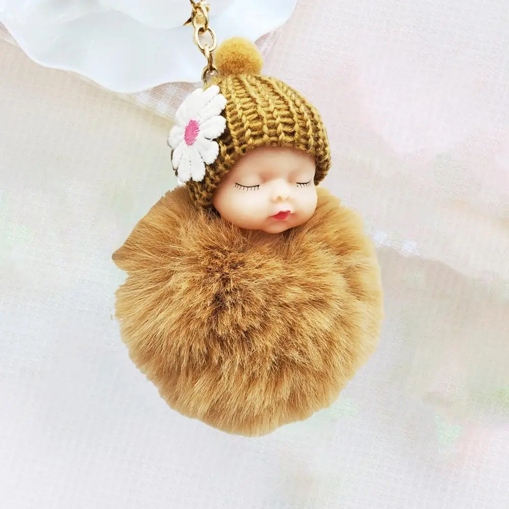 Plush Keychain Adorable Sleeping Baby Doll Keychain Plush Bag Hanging Pendant for Car Home Decoration Stylish Cute Gift for Ages