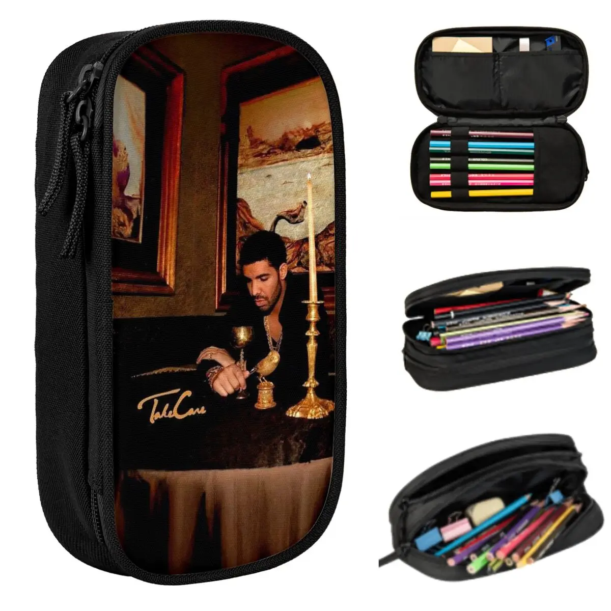 Hip Hop Rapper Drake Take Care Album Federmäppchen für Jungen und Mädchen, Schule, Stiftbox, Bleistiftbeutel, Schreibwaren, Stifthalter, Tasche