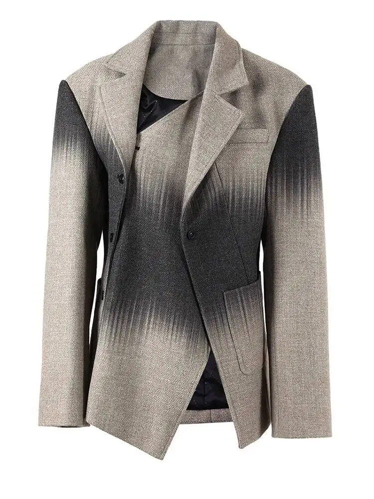 

HUISONG, свободное элегантное пальто с нерегулярными пуговицами, новая женская куртка с лацканами и длинными рукавами, модная осенне-зимняя куртка 2025 uqd6lq