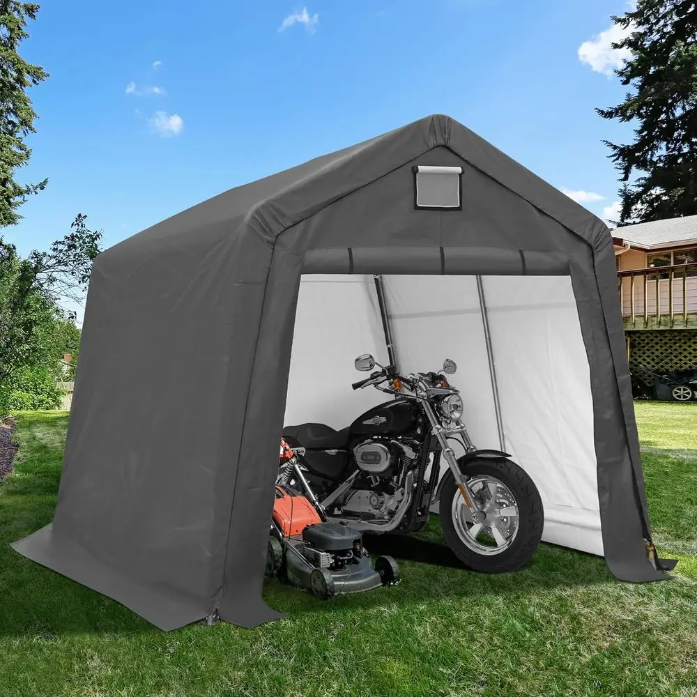 10x10 Outdoor Storage Shelter Shed - Heavy-Duty Portable Garage with Roll-Up Door for Vehicles and Motorcycles