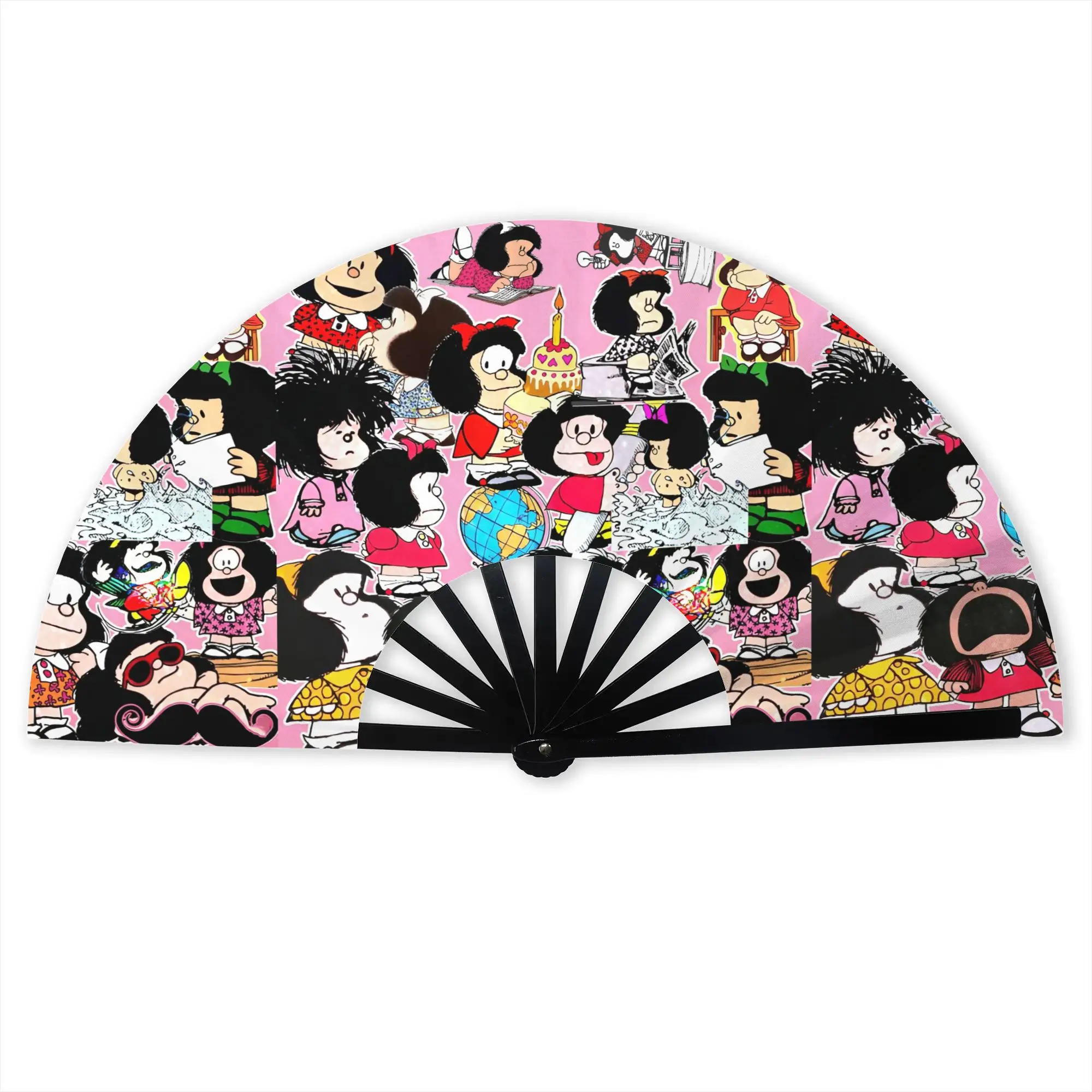 M-Mafaldas Manga Comics Stylish Hand Fan Men Japan Printed Fan Vintage Costume Prop Folding Fans For Sports Events Gift