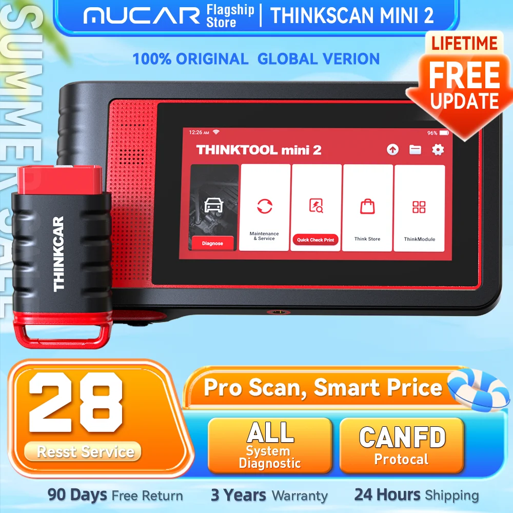 THINKCAR THINKTOOL MINI 2 CANFD Herramientas de diagnóstico automático para automóviles Escáner OBD2 Herramienta de escaneo bidireccional 28 restablecimientos Diagnóstico completo del sistema